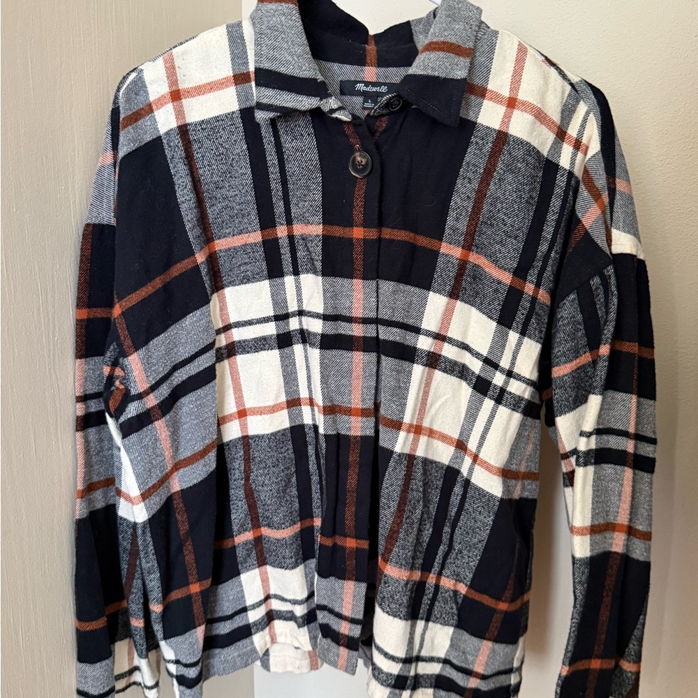 Madewell Plaid Button Down Shirt - Black, White, Rust